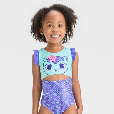 Toddler Girls' Gabby's Dollhouse One Piece Swimsuit - Purple 2T