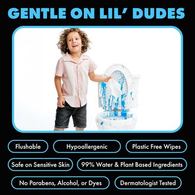 DUDE Wipes LiL' DUDE 99% Water Flushable Wipes for Kids, Unscented, Extra Large for Potty Training - 126ct