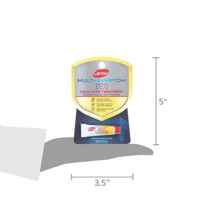 Carmex Multi-Symptom 3-in-1 Cold Sore Treatment, Triple-Action Formula for Pain, Itching & Dryness Relief, 0.07 oz