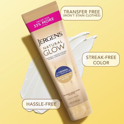 Jergens Natural Glow Skin Firming Daily Moisturizer + Self Tanner Tanning Lotion - Fair to Medium - 10 fl oz