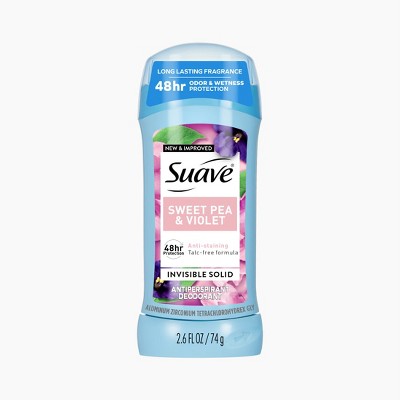 Suave Antiperspirant Deodorant Stick Sweet Pea & Violet Scent, Long-Lasting Sweat Protection, 2.6 Oz