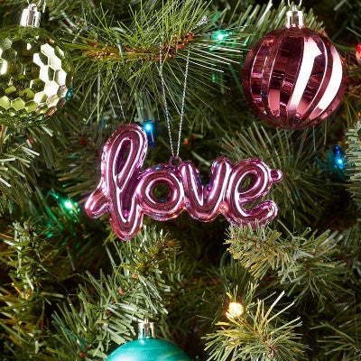 Metallic 'Love' Balloon Christmas Tree Ornament Pink - Wondershop: Indoor Use, 2.5" Height, No Battery Required
