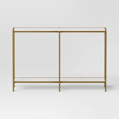 Faux Marble and Metal Console Table Gold - Threshold: Sleek Two-Tiered, Rectangular Design, 30" High (LOCAL PICKUP ONLY)