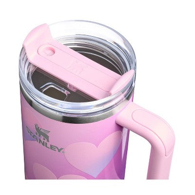 Stanley Valentine's Day 40 oz Stainless Steel H2.0 Flowstate Quencher Tumbler Powder Pink Heart Gradient