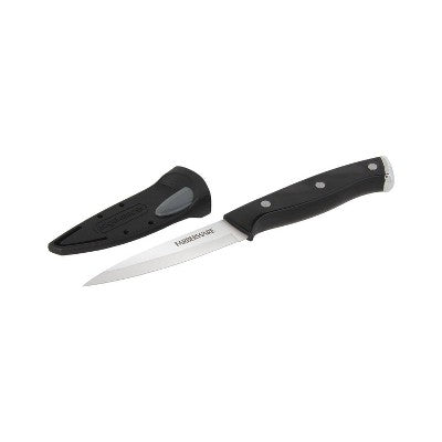Farberware 3.5" Paring Knife Black: Stainless Steel Kitchen Knife, Riveted Handle, Hand Wash, Lifetime Warranty