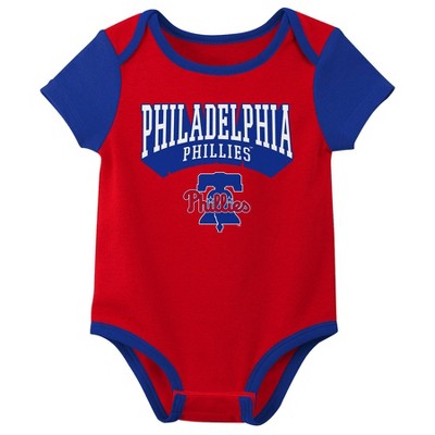MLB Philadelphia Phillies Infant Boys' 3pk White Bodysuit - 12M: Team Logo Sports Knit