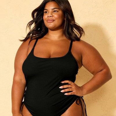 Women's Ribbed Adjustable Drawstring Scoop Neck Swimsuit 16