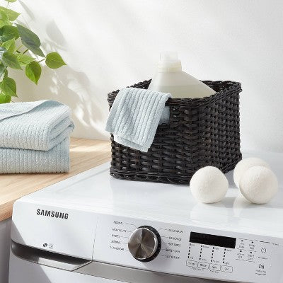 S Washed Woven Rattan Crate Black - Brightroom: Rectangle Decorative Basket, 8" H x 11.25" W x 10" D, Air Dry