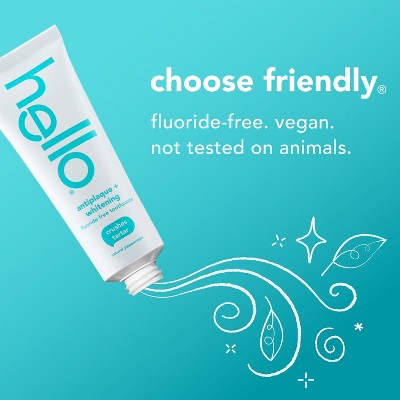 hello Antiplaque and Whitening Fluoride Free Toothpaste - Natural Peppermint - 5oz/2pk