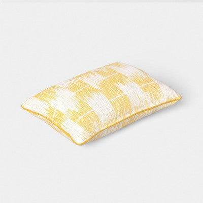 14"x20" Ikat Woven Lumbar Pillow Ivory/Yellow - Threshold