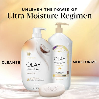 Olay Ultra Moisture Coconut Oil, Vitamin B3 and Hyaluronic Blend Body Wash - 35 fl oz: For Dry and Sensitive Skin, Liquid Formula, Whole Body Use