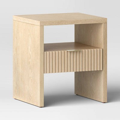 Groove Dowel Side Table with Shelf Natural Wood - Threshold Fully Assembled (LOCAL PICKUP ONLY)