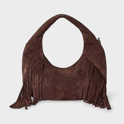 Soft Fringe Crescent Handbag - Universal Thread Brown