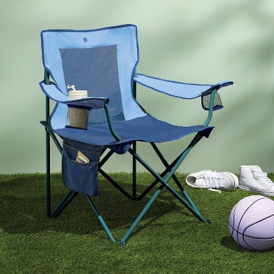 Oversize Folding Mesh Outdoor Portable Camping Chair Blue - All In Motion (LOCAL PICKUP ONLY)