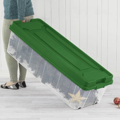 200qt Latching ChristmasTree Box Clear Base with Lid and Latch Green - Brightroom (LOCAL PICKUP ONLY)