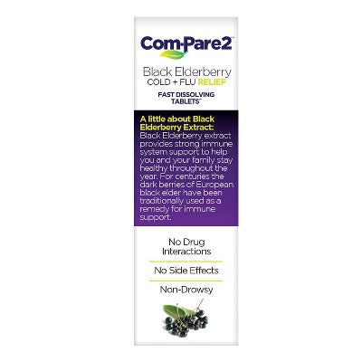 Com-Pare2 Cold + Flu Relief Fast Dissolve Tablets - Black Elderberry - 30ct