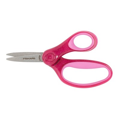 Fiskars 5" Sparkle SoftGrip Point Kids' Scissors Pink: Child Art & Stationery Tool, Metal & Plastic, Lifetime Warranty