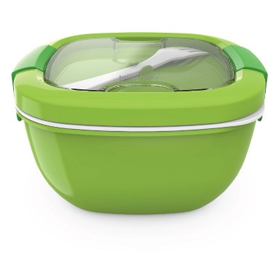 Bentgo Salad Stackable Lunch Container with Large 54oz Bowl, 4-Compartment Tray & Built-In Fork - Green