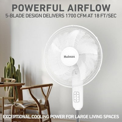 Holmes 16" Blade Breeze Manual Stand Oscillating Fan White