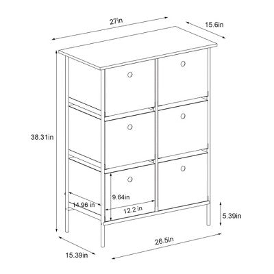 Fabric 6-Bin Tall Vertical Dresser Black Frame - Room Essentials (LOCAL PICKUP ONLY)