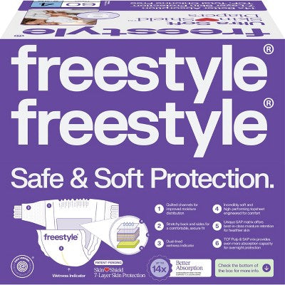 Freestyle Total Chlorine Free 14x Better Absorption Hypoallergenic Baby Diapers - Size 5 - 52ct