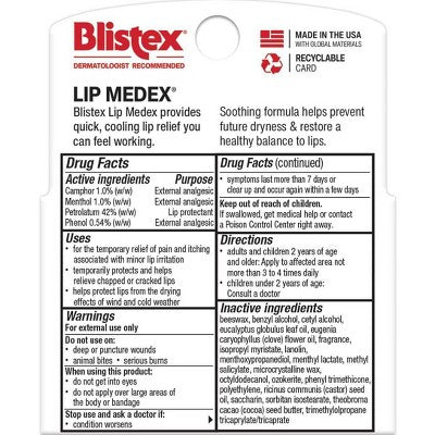 Blistex Medex Lip Balm Sticks - 3pk