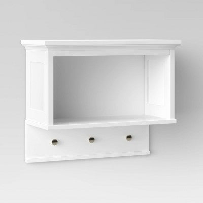 Wall Shelf with Hooks White - Threshold: Microfiber, Machine Washable, Non-Slip Backing (LOCAL PICKUP ONLY)