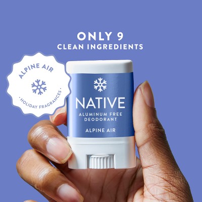 Native Holiday Limited Edition Aluminum-Free Mini Deodorant - Travel Size - Alpine Air - 0.35oz: Invisible Solid, Normal Skin