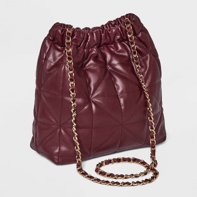 Rouched Chain Crossbody Bag - A New Day Dark Red