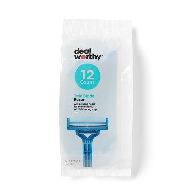 Men's Twin Blade Disposable Razors - 12ct - dealworthy: Whole Body Use, All Hair Types, Manual Operation