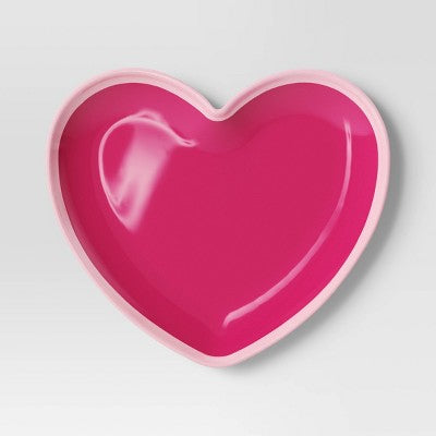 7.25" Melamine Figural Heart Dinner Plate Pink - Room Essentials