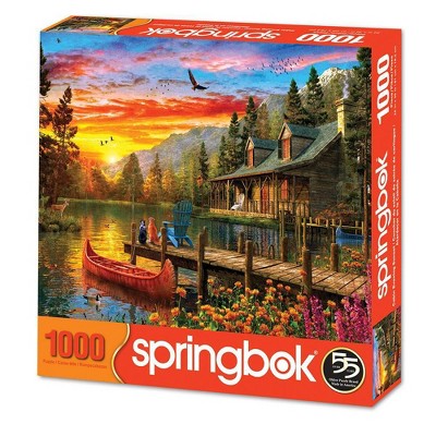 Springbok Cabin Evening Sunset Jigsaw Puzzle 1000pc: Nature Theme, Fine Motor Skills, Paperboard