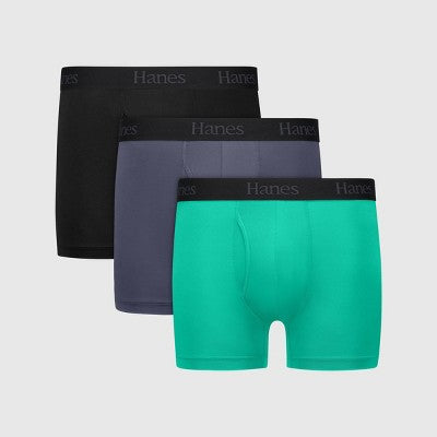 Hanes Men's Super Stretch Trunks 3pk - Green/Gray/Black S