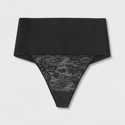 Maidenform Self Expressions Women's Tame Your Tummy Thong SE0049 - Black L