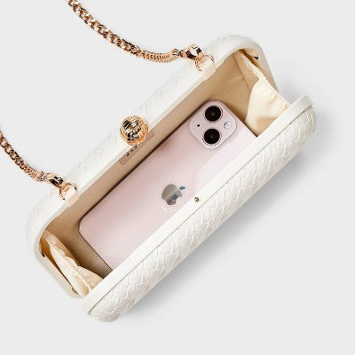 Woven Minaudiere Clutch Crossbody Bag - A New Day Cream