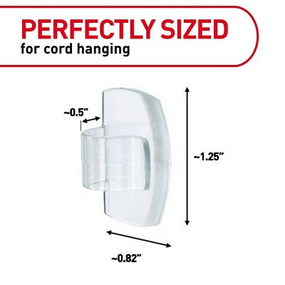 Command 4ct Round Cord Clips - Clear: Adhesive Hooks for Cables & Strips, Plastic