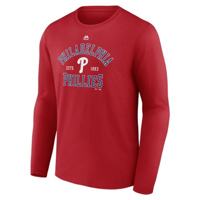 MLB Philadelphia Phillies Men's Long Sleeve Core T-Shirt - XL: 100% Cotton, Crew Neck