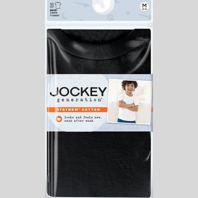 Jockey Generation Boys' 3pk Crew Neck Undershirt - Black XL