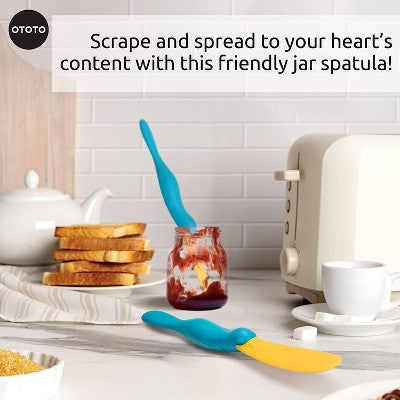 Ototo Splatypus Jar Spatula: Ergonomic Silicone, Dishwasher-Safe, Yellow & Blue, Non-Slip Handle
