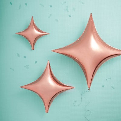 3ct Rose Gold Star Shaped Foil Balloons - Spritz