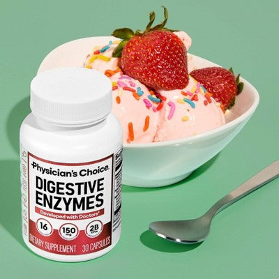 Physician's Choice Digestive Enzyme Probiotic Capsules - 30ct: 2 Billion CFUs, Probiotic and Prebiotic Blends