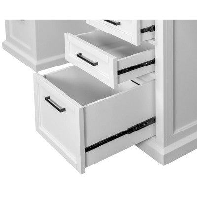 Modern Wood Credenza Desk: Executive Style, Bead Board Panels, USB Ports - Martin Furniture (LOCAL PICKUP ONLY)
