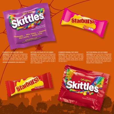 Mars - Skittles and Starburst Halloween Candy Fun Size Chewy Fruit Candies Variety Bag - 58.26oz/140ct