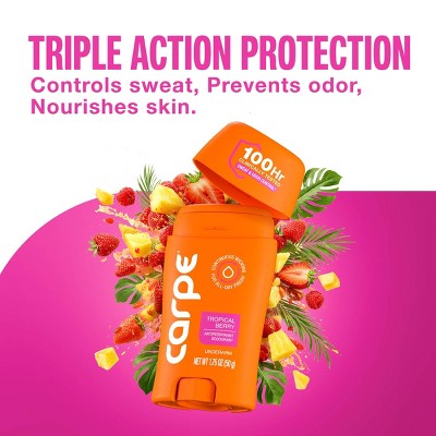 Carpe Women's 100HR Sweat & Odor Control Antiperspirant Deodorant - Tropical Berry - 1.76oz: Under Arm, Paraben-Free, Cream