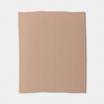 Chenille Knit Throw Blanket with Faux Shearling Reverse Tan - Threshold
