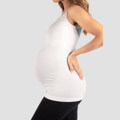 Belly Support Seamless Maternity Camisole - Isabel Maternity by Ingrid & Isabel White M/L: Knit Spaghetti Straps