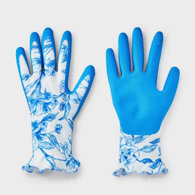 Floral Print Garden Pull-On Gloves - A New Day Blue L/XL