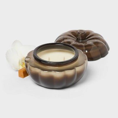 2 Wick Small Glass Fall Pumpkin Bourbon Jar Candle - Threshold: Fall