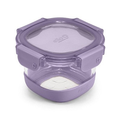 Ello 4pc 2c Glass Refresh Round Food Storage Container Set Purple: Oven, Microwave & Dishwasher Safe, Lifetime Warranty