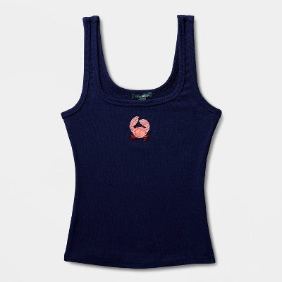 Women's Beaded Tank Top - Wild Fable Navy Blue Crabs L